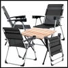 Uyguna-Yakala 140 KG Antrasit  4 Adet Katlanır Kamp Sandalyesi ve Masa Seti  - Bardaklıklı -4RC-A29