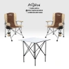 Uyguna-Yakala 2 Adet Katlanır Kamp Sandalyesi ve Alüminyum Masa Seti - Rustic Silver - Kum