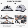 Uyguna-Yakala 3 Kişilik Otomatik Kurulum Kamp Çadırı - 200x200x130cm - Argeus Infinity