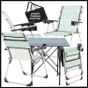 Uyguna-Yakala Su Yeşili - Taşıma Çantalı 4 Adet Katlanır Kamp Sandalyesi ve Alüminyum Masa Seti -A03-ALUA