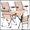 Uyguna-Yakala  Bej 140 KG Taşıma 4 Adet Katlanabilir Kamp Sandalyesi ve Masa Seti  Bardaklıklı - RC-A02