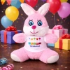 Uyguna-Yakala Happy Birthday Tişörtlü Peluş Tavşan