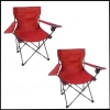 Uyguna-Yakala  Kırmızı Taşıma Çantalı 2 Adet Katlanır Kamp Sandalyesi - Piknik Plaj Sandalyesi -TAB.273