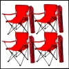 Uyguna-Yakala Kırmızı  - Taşıma Çantalı 4 Adet Katlanır Kamp Sandalyesi - Piknik Plaj Sandalyesi -TAB.269