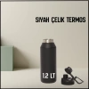 Uyguna-Yakala 1.2 lt  Siyah Çelik Termos-ERM.198