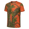Uyguna-Yakala Turuncu Orman Desenli Mikrofiber Tişört - Avcı Tişört - Hızlı Kurur
