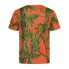 Uyguna-Yakala Turuncu Orman Desenli Mikrofiber Tişört - Avcı Tişört - Hızlı Kurur