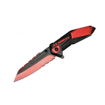 4173 Kırmızı Kamp Çakı 21cm - Yarı , Testere Detaylı