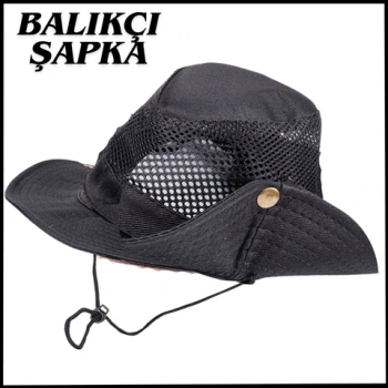 Uyguna-Yakala Balıkçı Siyah Fileli  Şapka-KA.043