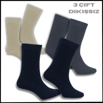 Uyguna-Yakala 3 Çift -Dikişsiz - Set 2  Modal İplik Erkek Soket Çorap - RAP.202