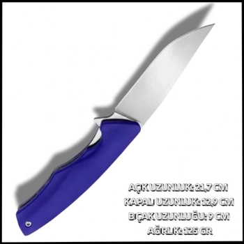 Uyguna-Yakala Lacivert Plastik Saplı - Katlanır Cep Çakısı - AK.648