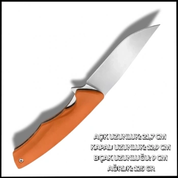 Uyguna-Yakala Turuncu Plastik Saplı - Katlanır Cep Çakısı - AK.645