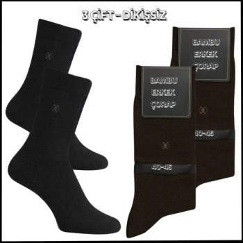 Uyguna-Yakala 3 Çift - Dikişsiz - Bambu Erkek Soket Çorap -RAP.256