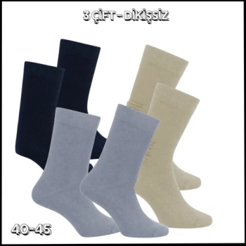 Uyguna-Yakala 3 Çift -Dikişsiz  Modal İplik Erkek Soket Çorap - RAP.201