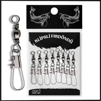Uyguna-Yakala Fishack Paslanmaz Klipsli Fırdöndü Gümüş No: 5 12li