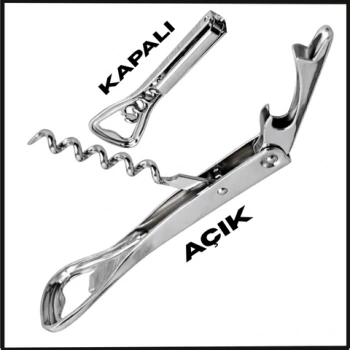 Uyguna-Yakala Tirbüşon ve Şişe Açacağı Paslanmaz Çelik-ER.102