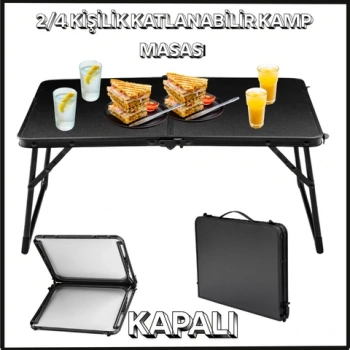 Uyguna-Yakala Siyah 2/4 Kişilik Katlanabilir Kamp Masası - Yükseltme Mini - 1256A