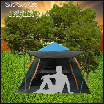 Uyguna-Yakala 240*240*155 Cm6 Kişilik Tam Su Ve Rüzgar Geçirmez Gölgelikli Tenteli Kamp Çadırı -730792