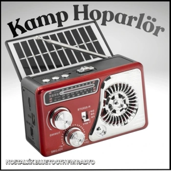 Nostaljik Bluetooth Fm Radyo Tws Usb Tf Aux Solar Şarjli El Fenerli Kamp Hoparlör H532UTS