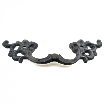 Antika Tarz Dekoratif Pirinç Çiçek Kapı Kulbu - 44x148 mm, Oksit