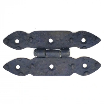 Antika Tarz Dekoratif Pirinç Düğmeli Menteşe - 117x57 mm, Oksit