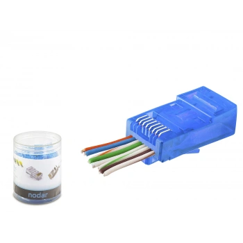 Cat6 Ez Rj45 Konnektör - 100 Adet Mavi / Özel Plastik Kutulu ND2404