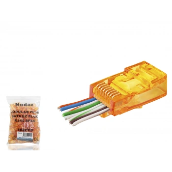 Cat6 Ez Rj45 Konnektör - 100 Adet Turuncu / Ekonomik Poşet Paket ND2413