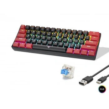 Mekanik Rgb Klavye Blue Switch - Siyah Kırmızı MF1701BR