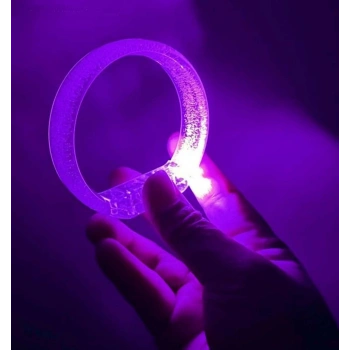 Mor Led Işıklı Baskı Yapılabilen Pilli Bileklik Bilezik 1,5 cm Genişlik