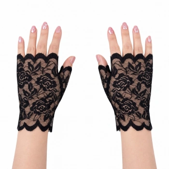 Siyah Dantel Parmaksız Kısa Eldiven