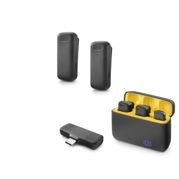 Type-C Kablosuz 2’Li Yaka Mikrofonu - Siyah HDX2799