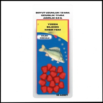 Uyguna-Yakala 10 Adet - Çilek Kokulu Yüzen Silikon Mısır Yem - Midi - 0669