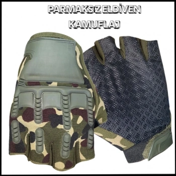 Uyguna-Yakala Kamuflaj Parmaksız Eldiven -LD.040