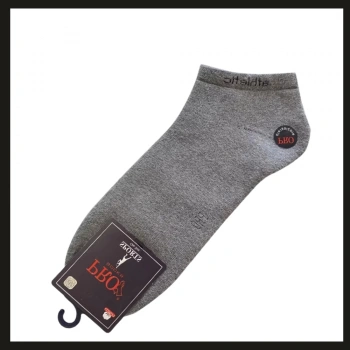 Uyguna-Yakala Açık Gri 41-44 Havlu Erkek Patik Çorabı-RAP.168