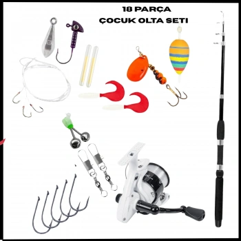 Uyguna-Yakala 165cm Kamış 10-30GR / 20lik Makine Tam Takım Çocuk Olta Seti- 18 Parça-LER.101