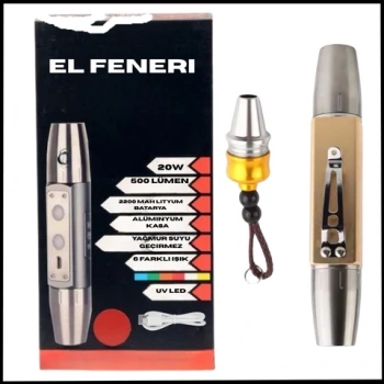 Uyguna-Yakala 20 W - Gold - Uv Ledli El Feneri - Su Geçirmez -NER.476