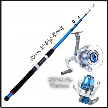 Uyguna-Yakala 300cm 30-60gr Kamış + 4000lik Olta Makinesi Hobi Kıyı Olta Takımı -LER.102