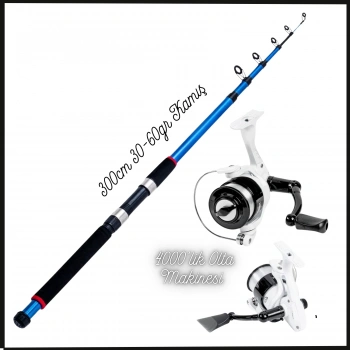 Uyguna-Yakala 300cm 30-60gr Kamış + 4000lik Olta Makinesi Hobi Kıyı Olta Takımı - LER.104
