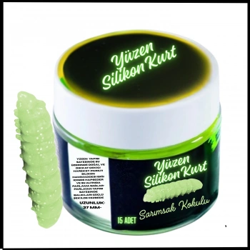 Uyguna-Yakala 37mm - Sarımsak Kokulu  - Parıltı- Yüzen Silikon Kurt - Parıltı Alabalık Yemi - H-1092