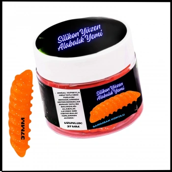 Uyguna-Yakala 37mm Turuncu - Silikon Yüzen Alabalık Yemi - Sarımsak Kokulu -H-1076