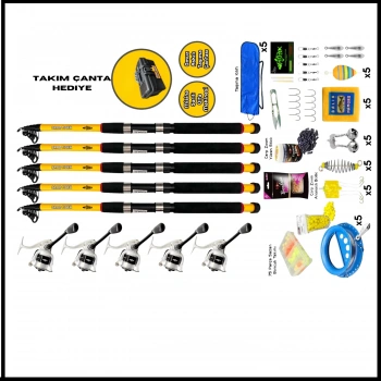 Uyguna-Yakala 5li Sazan Olta Seti XL-3.60MT/50-100GR