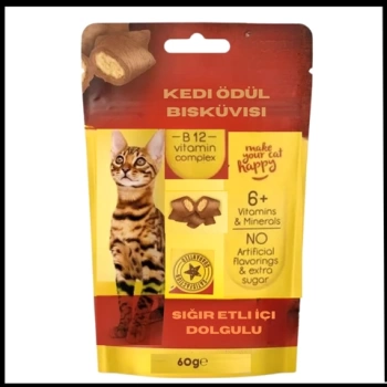 Uyguna-Yakala 60 Gr Kedi Ödül Bisküvisi Sığır Etli İçi Dolgulu-AMA.049
