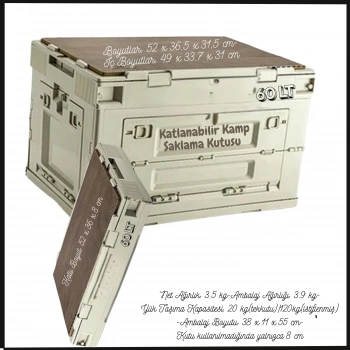 Uyguna-Yakala 60 LT - Haki - Katlanabilir Kamp Saklama Kutusu - MLZ.365