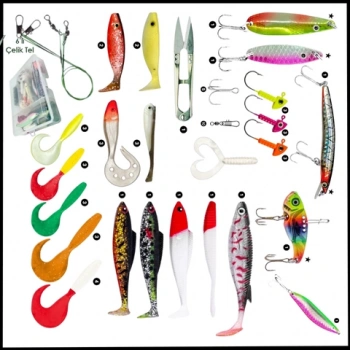 Uyguna-Yakala 70 Parça - Yem Kutulu - Silikon Spin At-Çek Yem Seti - K-2003