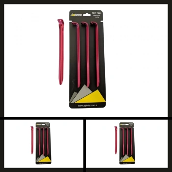 Uyguna-Yakala 16 Cm Kırmızı 4 Adet Alpinist Alüminyum 6061 Çadır Kazığı-DIR.091