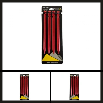 Uyguna-Yakala 18 Cm Kırmızı 4 Adet Alpinist Alüminyum 6061 Çadır Kazığı-DIR.087