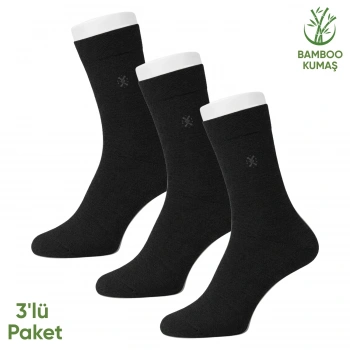 Uyguna-Yakala Bambu Erkek Soket Çorabı - 3 Çift - Dikişsiz - Gori -17135 - Set 5