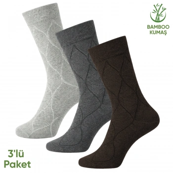 Uyguna-Yakala Bambu Erkek Soket Çorap - 3 Çift - Dikişsiz - Bakü - 17672 - Set 3