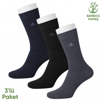 Uyguna-Yakala Bambu Erkek Soket Çorap - 3 Çift - Dikişsiz - Biga - 17619 - Set 1