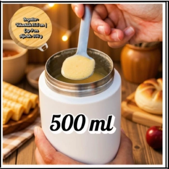 Uyguna-Yakala 500 ml-Beyaz Çelik Yemek Termosu-ERM.206